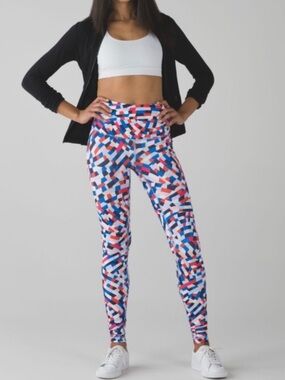 lululemon athletica Blue, Red & White Geometric Leggings